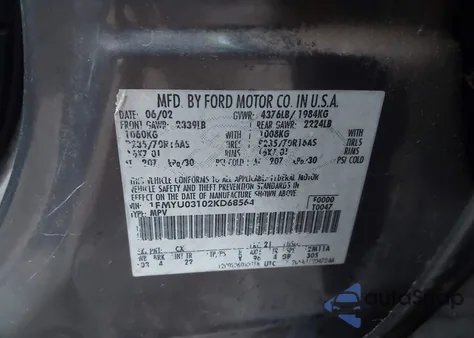 2002 Ford Escape Xlt z USA, uszkodzony, nr VIN 1FMYU03102KD68564